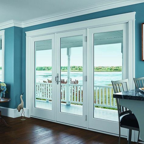 Anderson Doors, Single Patio Door, Patio Door Window Treatments, French Doors With Screens, Patio Door Coverings, Hinged Patio Doors, Pintu Interior, Patio Door Blinds, Sliding Doors Exterior