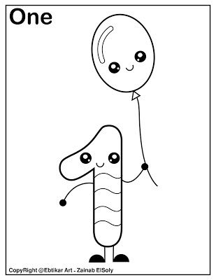 Number 1 holding balloon coloring page Number 1 Worksheets For Preschool, Coloring Pages For Preschoolers, Kawaii Coloring Pages, Math Sheets, Preschool Coloring Pages, Halloween Math, Math Coloring, Alphabet Activities Preschool, Numbers Preschool