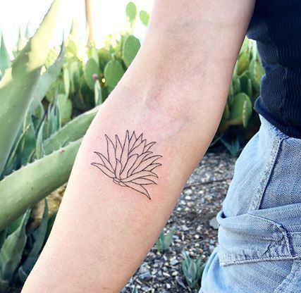 Agave Plant Tattoo, Aloe Vera Tattoo, Agave Tattoo, Agave Flower, Mexico Tattoo, Matching Tats, Plant Tattoo, Plaid Nails, Small Wrist Tattoos