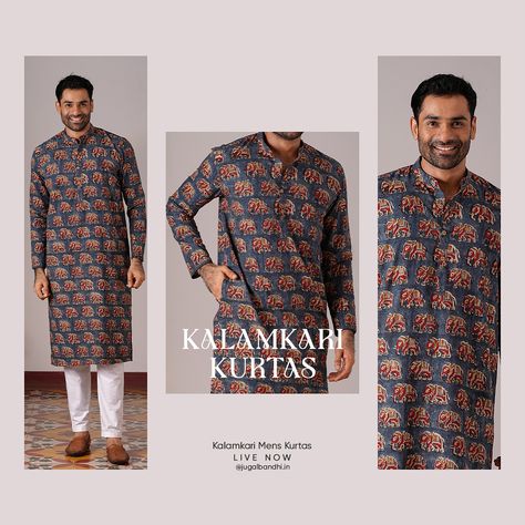 Men’s Kalamkari Kurta is Now Live on Our Website—Perfect for Your Onam Vibe! 🌼 Shop Now! [kalamkari kurta, shirts , Onam , ethnic wear, Jugalbandhi] Kalamkari Kurta, Live In The Now, Ethnic Wear, Shop Now, How To Wear