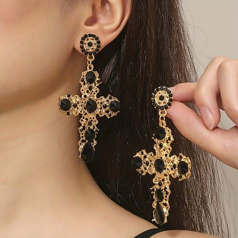 Faster shipping. Better service Lucite Flower Earrings, Vintage Drop Earrings, Tiffany Earrings, Earrings For Girls, Rhinestone Cross, Dragonfly Earrings, Square Earrings Studs, Cross Earrings, Black Earrings