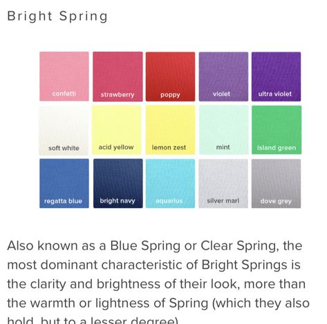 Blue Spring Color Analysis, Clear Spring Palette, True Spring Color Palette, True Spring Colors, True Spring, Clear Spring, Color Mixing Chart, Spring Palette, Deep Autumn