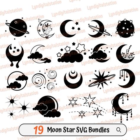 Floral Crescent Moon, Cool Moon Designs, Moon And Star, Star And Moon, Wreath Drawing, Cute Little Tattoos, Art Tools Drawing, Flash Art, Moon Tattoo