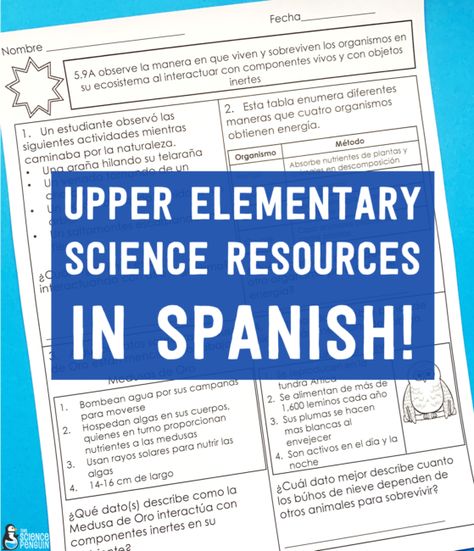 4th and 5th Grade Science TEKS activities in Spanish! 4th Grade Science Lessons, The Science Penguin, Science Penguin, Middle School Science Experiments, Ap Biology, Science Notebooks, 4th Grade Science, Interactive Science Notebook, 5th Grade Science