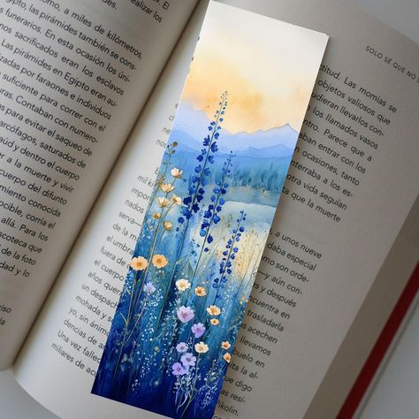 Waterpaint Bookmark, Painting Ideas Bookmark, Painting Book Marks, Hand Made Bookmarks, Art Bookmark Ideas, Creative Bookmarks Art, Book Lover Crafts, Bookmark Painting Ideas Acrylic, Book Mark Painting Ideas