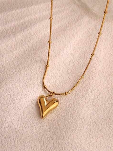 One Piece Of Fashion Heart-Shaped Design Stainless Steel Pendant Necklace With 18K Gold Plating, Suitable For Women To Wear In Daily Life Or Commute, Or As A Gift For Mother's Day.I discovered amazing products on SHEIN.com, come check them out! Ideas Emprendimiento, Tarnished Jewelry, Jewelry Photography, Watches Women Fashion, Stainless Steel Pendant, Phone Charm, Pretty Jewellery, Necklace Earrings, Amazing Products