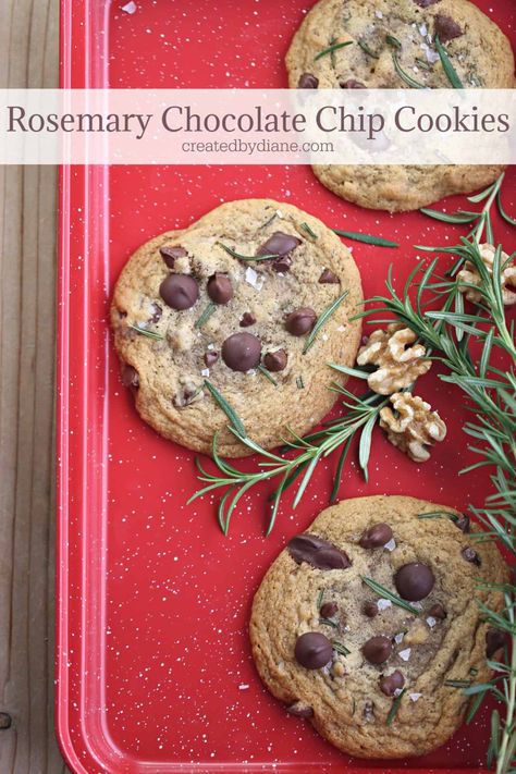 Rosemary Chocolate Chip Cookies createdbydiane.com Rosemary Chocolate Chip Cookies, Fall Treats Recipes, Cozy Winter Recipes, Decorated Cookies Tutorial, Ghirardelli Chocolate, Christmas Recipe, Recipes Sweet, Bar Recipes, Delicious Cookie Recipes