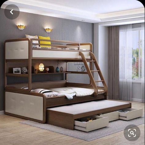 Bunk Bed Steps, Modern Bunk Beds For Girls Room, Modern Bunk, Bunk Bed Rooms, Kids Bed Design, Triple Bunk Beds, Bunk Beds For Kids, Modern Bunk Beds, Beds For Kids