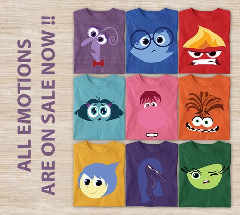 Inside Out Shirts, Inside Out 2 Characters Costume, Inside Out Group Matching, Inside Out 2 Family Party, Bella Canvas Matching Shirts The "Inside Out T-shirt" is a trendy and unique garment inspired by the popular animated film "Inside Out". Featuring colorful and eye-catching graphics, this T-shirt is perfect for fans of the movie or anyone looking to make a statement with their fashion choices. Available in various sizes and made from high-quality materials, this T-shirt combines style and co Inside Out 2 Costumes Group, Inside Out 2 Outfit Ideas, Inside Out Outfit Ideas, Fear Inside Out, Inside Out Costume, Group Matching, Disneyland Shirts, Inside Out 2, Family Party