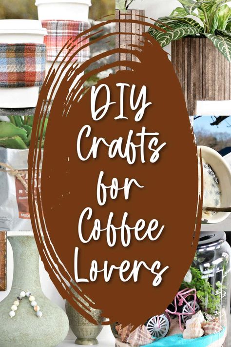 Are you a coffee drinker AND a crafter? Then this collection of upcycling ideas is for you! From coffee beans to burlap sacks, and from chipped mugs to used coffee grounds- there is a plethora of coffee-related projects out there! Come find some java-inspired DIY projects to celebrate your love of coffee here... Diy Coffee Decor For Kitchen, Gift Ideas For Coffee Lovers Diy, Coffee Diy Gifts, Diy Gifts For Coffee Lovers, What To Do With Coffee Beans, Coffee Themed Kitchen Ideas, Coffee Themed Decor, Coffee Diy Crafts, Coffee Crafts Diy