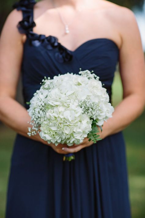 baby's breath centerpieces with blue hydrangea | ... Bouquets! All white hydrangeas with baby's breath and fern Hydrangea Bridesmaid Bouquet, Blue Hydrangea Bouquet, Bridesmaid Bouquet White, Wedding Flowers Hydrangea, Bride Floral, Hydrangea Bouquet, Babies Breath, Fall Wedding Bouquets, Fall Wedding Flowers