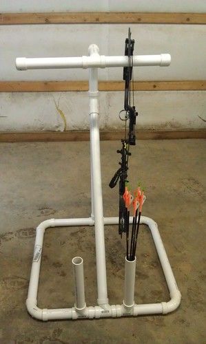 Let's see pics of your homemade bow holders for target practice! | Page 11 | Archery Talk Forum Compound Bow Holder, Diy Archery Target, Arrow Holder, Bow Stand, Archery Range, Homemade Bows, Bow Holders, Bow Hanger, Teeter Totter