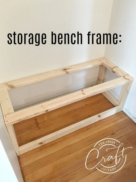 How to Build a Dormer Window Storage Bench - The Crazy Craft Lady Seating And Storage Bench, Balcony Bench With Storage, Diy Seating Bench With Storage, Diy Bench With Cubbies, Built In Entry Bench With Storage, Diy Built In Seating, Diy Cube Bench, Closet Bench With Storage, Build Mudroom Bench