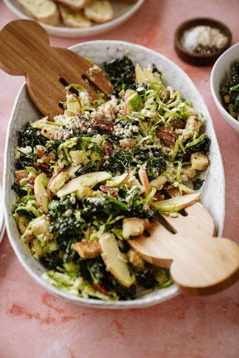 Winter Chopped Salad with Dressing Recipe | FoodByMaria Recipes Salad Apple, Salad Kale, Vegan Ricotta, Chopped Salad Recipes, Hearty Salads, Pecan Nuts, Famous Recipe, Winter Salad, Candied Pecans