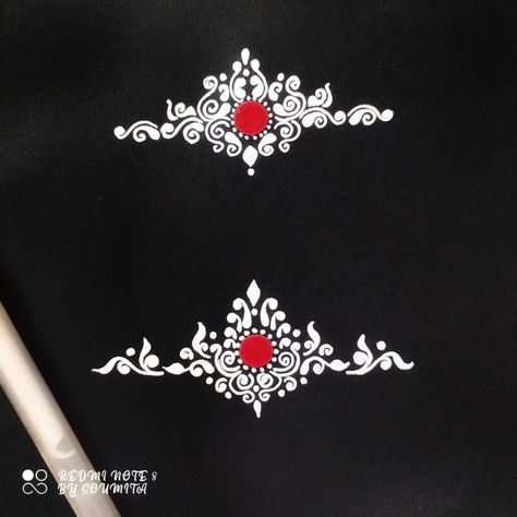 Easy kolka design.. Kolka Design Bridal Simple, Bengali Kumkum Design, Easy Bridal Kolka Design, Kalka Design Bridal, Easy Kolka Design, Bengali Bridal Kolka Design, Kolka Art Design, Kolka Design Drawing, Bengali Kolka Design