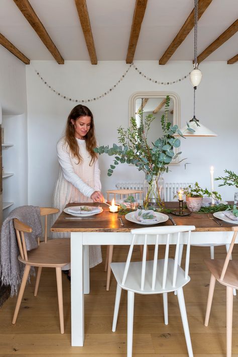 Scandinavian Cottage Interior, Scandi Dining Room, Nordic Cottage, Minimalist Cottage, Scandinavian Cottage, Mismatched Dining Chairs, Simple Cottage, Jason Williams, Period Living