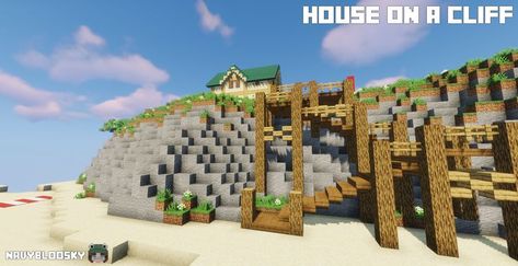 Beach Minecraft, Minecraft Beach, House On A Cliff, Sea Cliff, Cliff House, Minecraft House, By The Beach, Minecraft Houses, Minecraft