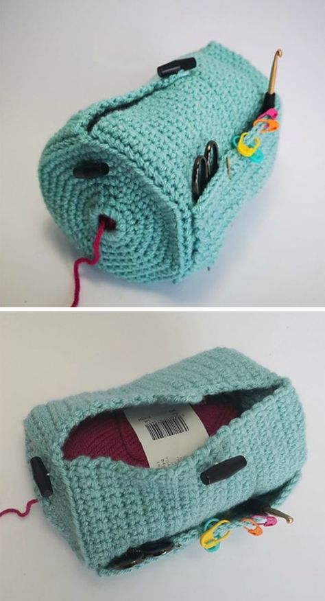 The Yarn Buddy Bag - Free Crochet Pattern Yarn Buddy, Diy Yarn Holder, Crochet Yarn Holder, Crochet Hook Holder, Diy Sy, Crochet Hook Case, Yarn Holder, Confection Au Crochet, Yarn Bag