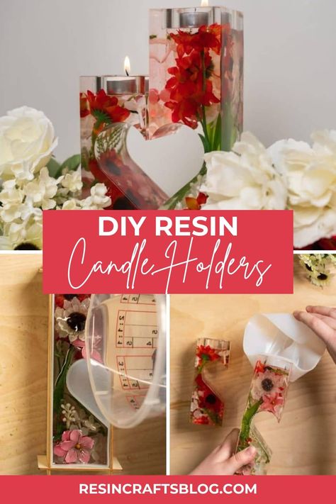 How to Make Resin Candle Holders Epoxy Resin Centerpieces, Candle Tray Ideas, Epoxy Candle, Making Candle Holders, Resin Candle Holder, Resin Bubble, Paint Stir Sticks, Resin Candle, How To Make Resin