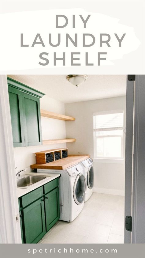 Are you in need of inspiration and tips for organizing and storing your laundry room items? Look no further than DIY Washer & Dryer Shelf! We have all the information you need to build an easy and cheap over washer and dryer shelf that adds both organization and storage to your laundry room. With our step-by-step tutorial you can build a shelf in no time that looks great and improves the functionality of your laundry room. Please visit us for more Laundry Room Ideas and DIY Home Projects. Over The Washer And Dryer Shelf Diy, Over Washer Shelf, Shelf On Washer And Dryer, Diy Laundry Shelf Over Washer And Dryer, Diy Washer And Dryer Shelf, Behind Washer And Dryer Shelf Diy, Over Washer And Dryer Shelf, Washer And Dryer Shelf, Shelf Over Washer And Dryer