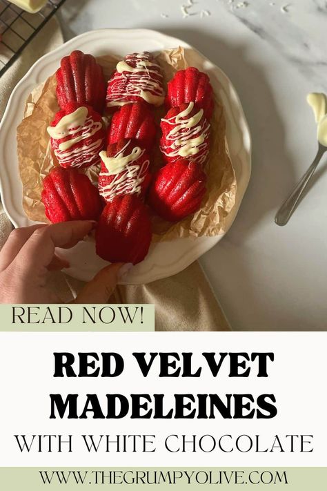 These red velvet madeleines are the perfect Valentine's day dessert! Easy to make and extremely delicious. red velvet madeleines Red Velvet Madeleines, Cream Cheese Glaze, Dessert Easy, Valentines Day Desserts, Red Food Coloring, Lemon Raspberry, Red Food, Warm Milk, My Cup Of Tea