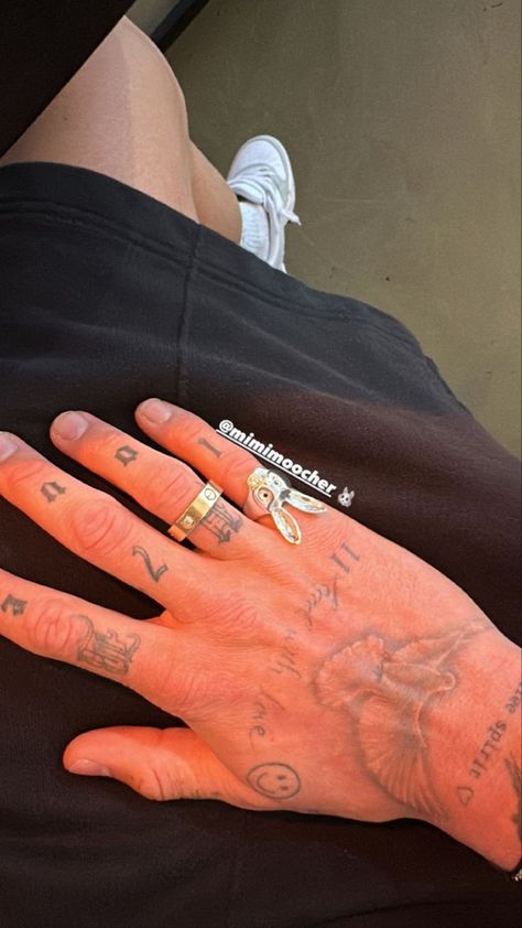 Man Hand Tattoo Small, Minimal Hand Tattoo Men, Six Tattoo Number, Cross On Hand Tattoo For Men, Hand Tattoos Man, Calf Sleeve Tattoo Men Calves, Romeo Beckham Tattoo, White Boy Tattoos, Small Stomach Tattoos For Guys