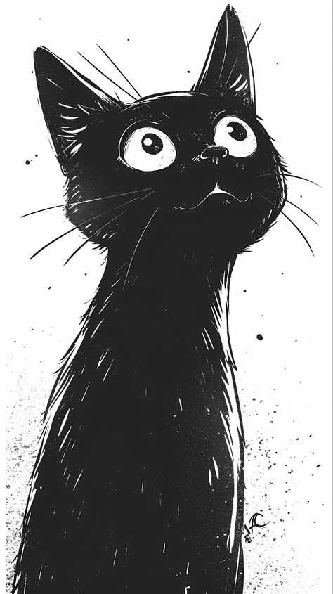 Black Cat Background, Black Cat Manga, Cat Design Art, Cat Tattoo Ideas, Black Cat Drawing, Black Cat Illustration, Cat Portrait Painting, Black Cat Aesthetic, Black Cat Anime