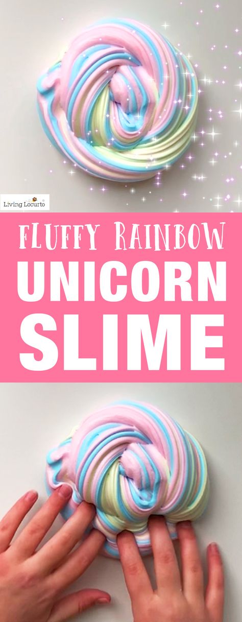 How to make Rainbow Unicorn Slime in only 5 minutes! An easy tutorial and recipe for homemade fluffy slime. A fun kids craft activity. LivingLocurto.com Unicorn Slime, Fluffy Slime Recipe, Kids Homemade, How To Make Slime, Fluffy Slime, Craft Activity, Slime Recipe, Easy Video, Diy Slime