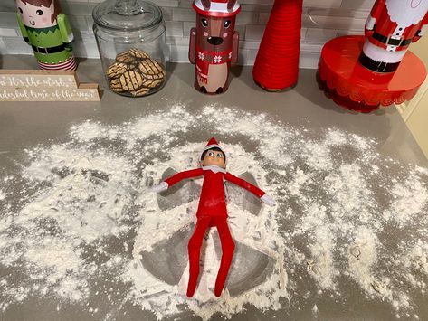 Flour snow angel Elf 2024, Snow Angel, Snow Angels, On The Shelf, Elf On The Shelf, Flour, Elf, Angel