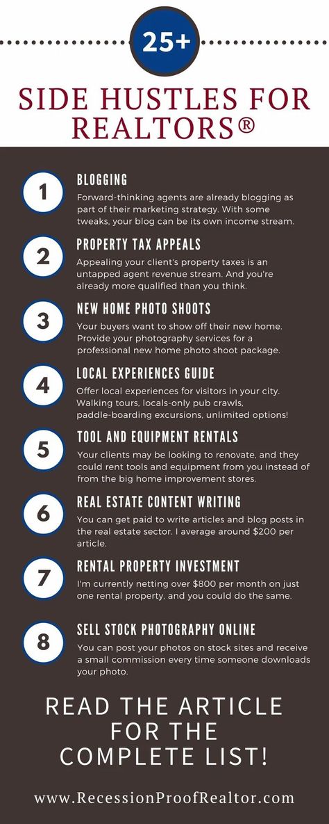 Impressive list of over 25 ways to make money as a real estate agent Becoming A Realtor, Real Estate Business Plan, Real Estate Infographic, Real Estate Training, Getting Into Real Estate, Real Estate Agent Marketing, Real Estate Education, Real Estate Career, Real Estate Advice