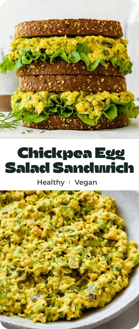 Vegan Egg Salad, Vegetarian Egg Salad, Chickpea Egg Salad, Vegan Protein Recipes, Healthy Vegan Dinner, Nut Free Recipes, Healthy Menu, Vegan Lunches, Healthy Vegan Snacks