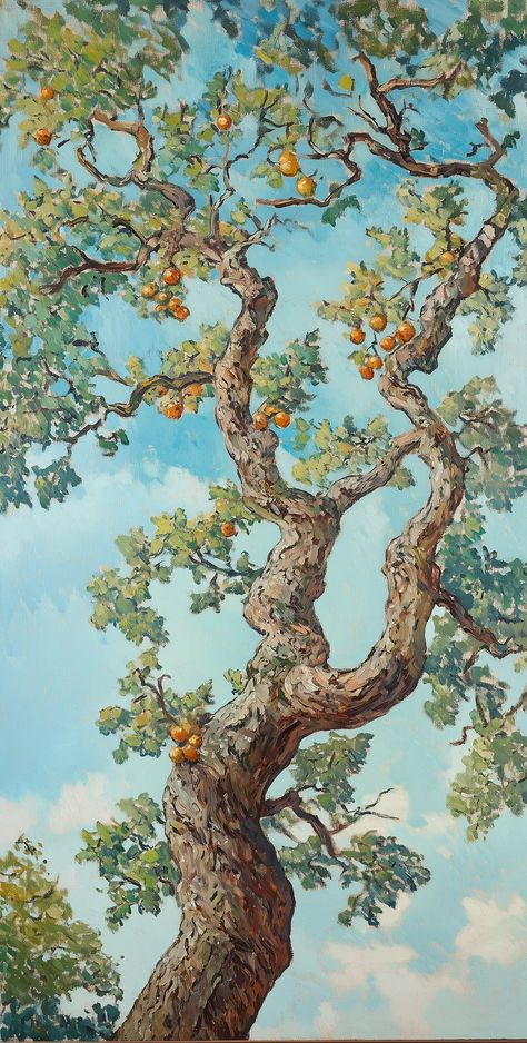 Beneath the Oak Canopy - Vave BG Tree With Leaves, Oak Branch, Mural Ideas, Tree Artwork, Painting Inspo, Oak Tree, Tree Art, Looking Up, Tree Branches