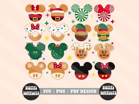 Disney Magnets, Disney Christmas Crafts, Gingerbread Svg, Disney Christmas Svg, Scrapbook Disney, Cricut Christmas Ideas, Gingerbread Party, Disney Rooms, Mickey Mouse Head