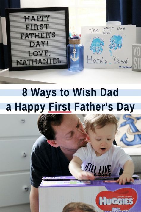 Looking for a father's day gift idea for a new dad? Check out these ideas of ways to wish dad a happy first father's day from baby. #sponsored #CelebrateFathersDay #FathersDay #GiftIdeas #HandprintArt #GiftForDad Diy Father's Day, Gifts From Kids, 1st Fathers Day Gifts, First Fathers Day Gifts, Diy Father's Day Gifts, New Fathers, Birthday Gifts For Husband, Father's Day Diy, Love You Dad