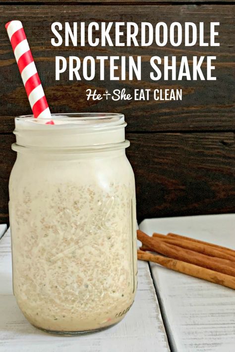 Vanilla Protein Shake Recipes, Protein Drink Recipes, Protein Shake Recipe, Clean Simple Eats, Protein Shakes Recipes, Protein Powder Shakes, Vanilla Protein Shakes, Protein Shake Smoothie, Snickerdoodle Recipe