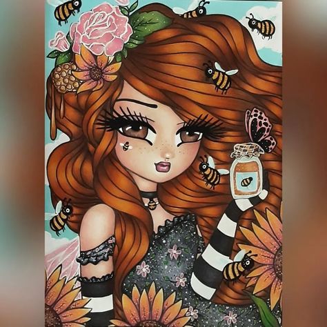 Nicole | 📚: Colouring Heaven ~Fantasy Pets ~ "Beekeeper Alice" by Hannah Lynn 🎨: Caliart Alcohol Based Markers, Prismacolor Premier, Faber Castell… | Instagram Fantasy Pets, Alcohol Based Markers, Amy Brown Art, Christmas Fairies, Colouring Heaven, Faber Castell Polychromos, Amy Brown, Hannah Lynn, Christmas Coloring Books