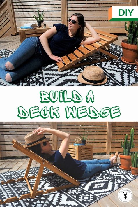 Build a Deck Sun Wedge | Foldable Outdoor Chaise Lounge | Patio Lounger | DIY Montreal Homemade Router Table, Lounge Chair Diy, Diy Montreal, Bali Outdoor, Lounge Patio, Build A Deck, Yard Furniture, Pool Lounger, Beach Lounge