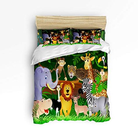 Trendier King 4pcs Duvet Cover Set Bedding Sets Home Decor,Cute Cartoon Animal Elephant Monkey Giraffe Zebra Lion Bed Sheet Set,Include 1 Flat Sheet 1 Duvet Cover and 2 Pillow Cases Luxury Duvet Cover, Home Decor Cute, Animal Elephant, Luxury Duvet Covers, Soft Bedding, Cute Cartoon Animals, Bed Sheet Sets, Bed Sheet, Bedding Collections