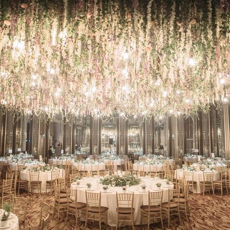 Nature Weddings, Inside Wedding, Creative Wedding Centerpieces, Funny Wedding Signs, Singapore Wedding, Magic In The Air, Wedding Ceiling, Wedding Atelier, Dream Wedding Reception