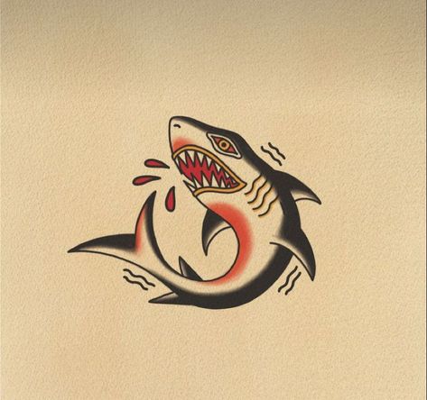 Shark Design Tattoo, Vintage Shark Tattoo, American Traditional Shark Tattoo Design, American Traditional Tattoos Shark, Shark Stencil Tattoo, Old School American Tattoo, Traditional American Tattoo Art, Shark Tattoos Men, American Traditional Tattoo Outline