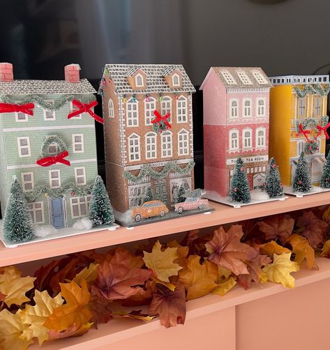 George & Viv Light-Up Holiday … curated on LTK Christmas Village School Hallway, Nesting With Grace Christmas, Painted Christmas Village Houses, Painted Christmas Houses, Christmas House Craft, Painted Christmas Village, Christmas Village Art, Diy Christmas Village Houses, Advent House