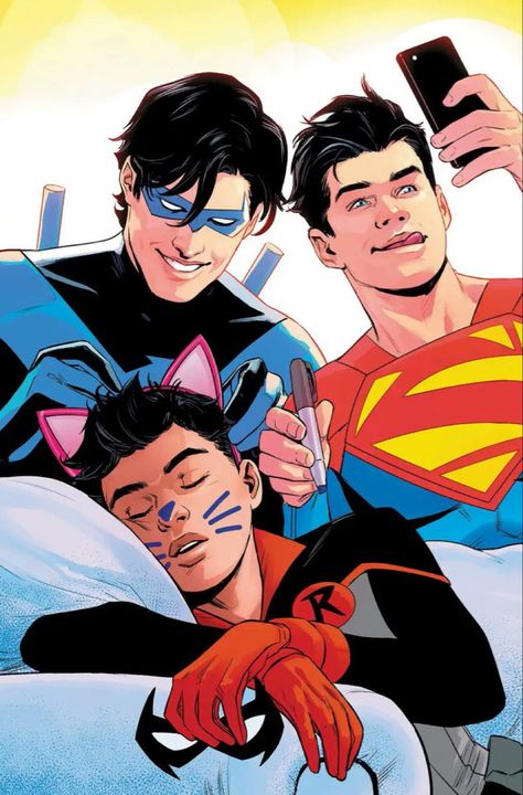 cover by travis moore Travis Moore, Jon Kent, Univers Dc, Dc Icons, The Titans, Arte Dc Comics, Batman Universe, Dc Comics Artwork, Damian Wayne