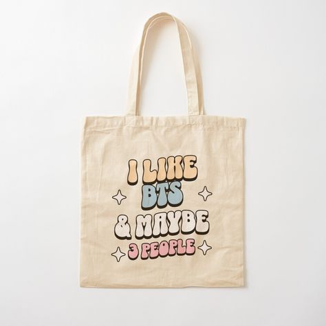 Get my art printed on awesome products. Support me at Redbubble #RBandME: https://www.redbubble.com/i/tote-bag/I-like-BTS-and-maybe-3-people-pastel-typography-army-Morcaworks-by-Morcawork/164938716.P1QBH?asc=u Pastel Typography, Tote Bag Bts, 3 People, Print Shop, Bag Sale, Awesome Products, Typography, Pastel, Art Print