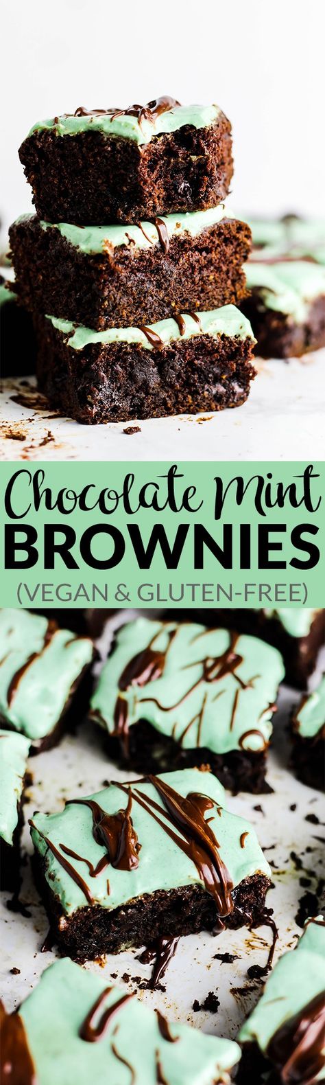 Your favorite healthy brownie recipe just got better! These Chocolate Mint Brownies are dense, chocolate-y & full of fresh mint flavor. Vegan & gluten-free! Healthy Brownie Recipe, Healthy Vegan Dessert, Chocolate Mint Brownies, Healthy Brownie, Weight Watcher Desserts, Brownie Recipes Healthy, Coconut Dessert, Mint Brownies, Healthy Brownies