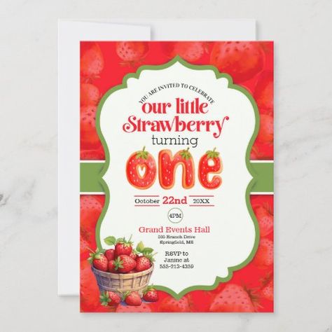 $3.06 | Strawberry first birthday invitation #one year old, first birthday invitation, strawberry first birthday, strawberry, birthday, invitation, red birthday invitation, red 1st birthday invite, berry sweet birthday, first berry birthday Berry Sweet Birthday, Berry Birthday, 1st Birthday Invite, Red Birthday, Strawberry Birthday, One Year Birthday, Event Hall, Sweet Birthday, First Birthday Gifts