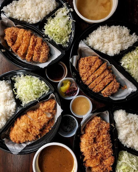 Alana - Vancouver Food on Instagram: “I don’t often get take out for lunch but this has been calling me for weeks!! 2 Tonkatsu and 2 Chicken Katsu Sets for the family. We…” Chicken Katsu Don, Vancouver Food, Chicken Katsu, Cafe Food, Tater Tot, Take Out, Finger Foods, The Family, Vancouver