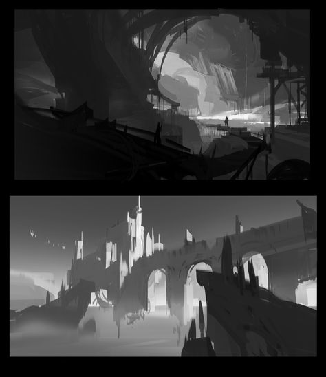 Concept Art Environment Sketch, Level Concept Art, Jrpg Concept Art, Value Painting, Sketch Page, Environment Sketch, Environment Painting, Bg Design, Concept Art Tutorial