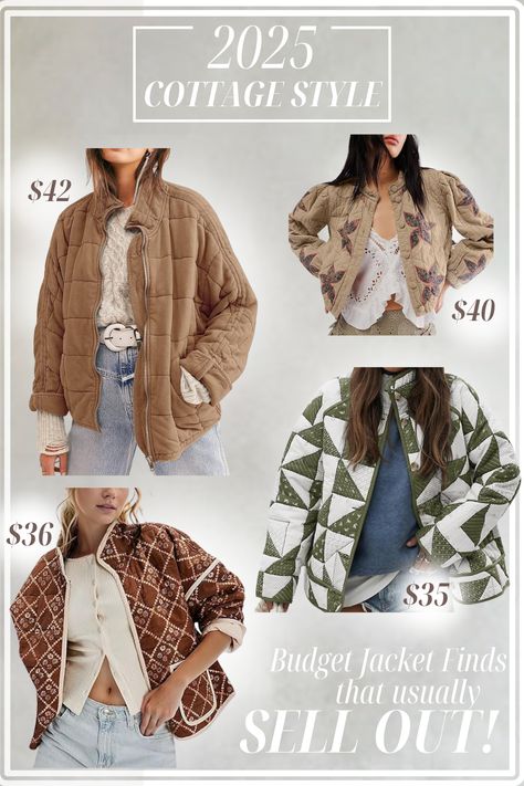 These cottage style quilted jackets are such a fun Vintage touch to any outfit! Layering one of these over your favorite fall sweaters is a great budget friendly way to revive what is already in your closet! Here are our favorite finds that are on sale now! Outfit Layering, Katie Green, Primitive Cottage, Fall Cottage, English Cottages, Aged Wood, Cottage Living Rooms, Cottage Christmas, Puff Jacket