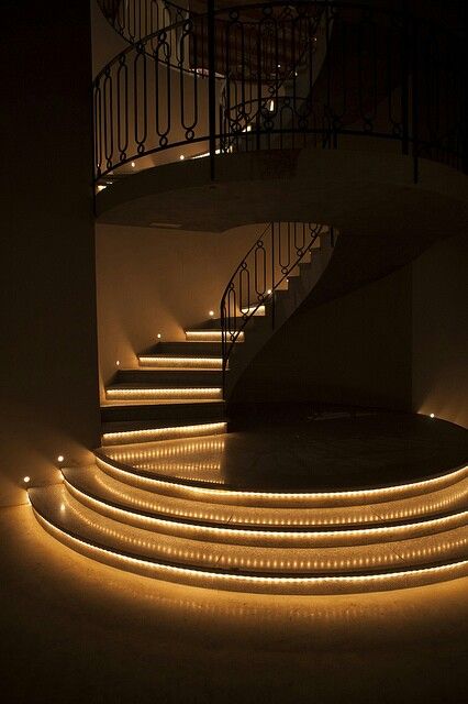 Circle Stairs, Unique Stairs, Light Stairs, Straight Stairs, Stairs To Heaven, Spiral Staircases, Floating Platform, Rooftop Design, Stairs Architecture