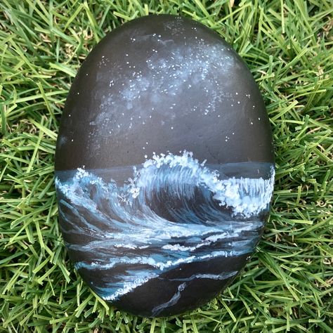 Hand Painted In Los Angeles Acrylic On 3” Hand Picked River Rock With Matte Overcoat. I’m A 24 Year Old Artist And Paramedic Saving To Go To Medical School. Rock Painting Ideas Black, Witchy Painted Rocks, Large Rock Painting Ideas, Positivity Rocks, Beach Rocks Crafts, River Rock Crafts, Acrylic Painting Rocks, Nature Building, Beach Rock Art